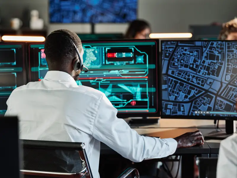 Burglar looking through a window