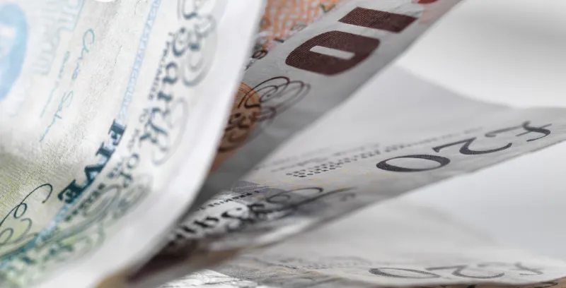 Close up of British bank notes