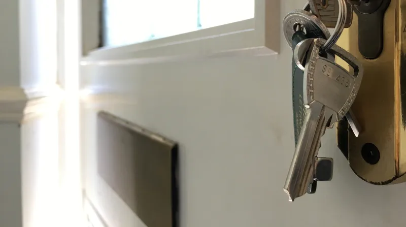Close up of keys in lock