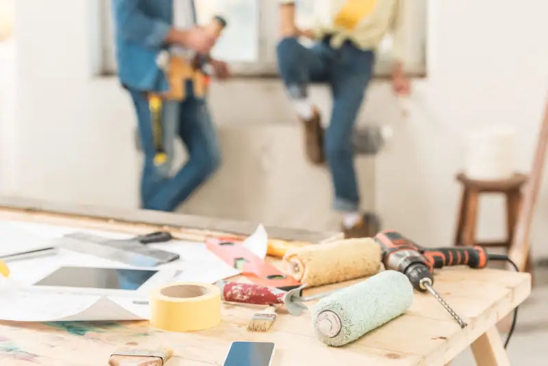 Close up of builders tools