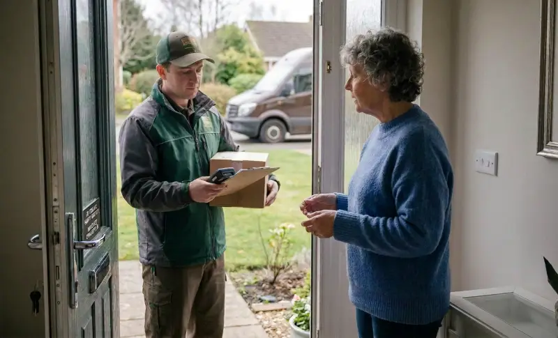 Courier dropping off a parcel