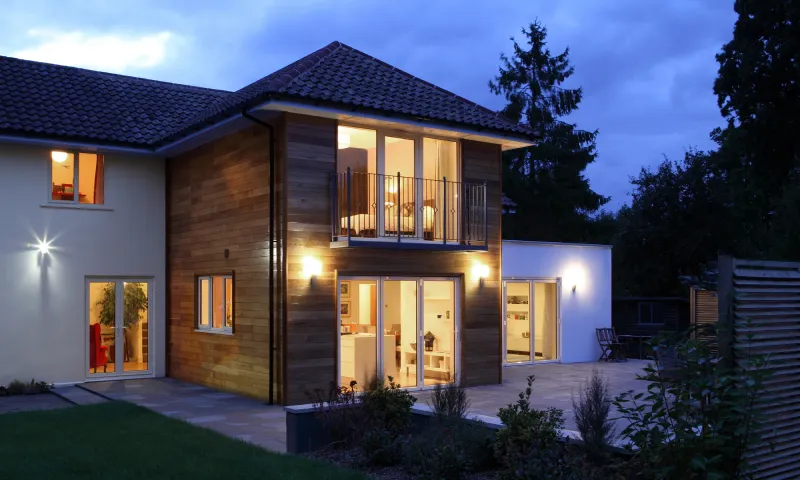 House illuminated in the evening