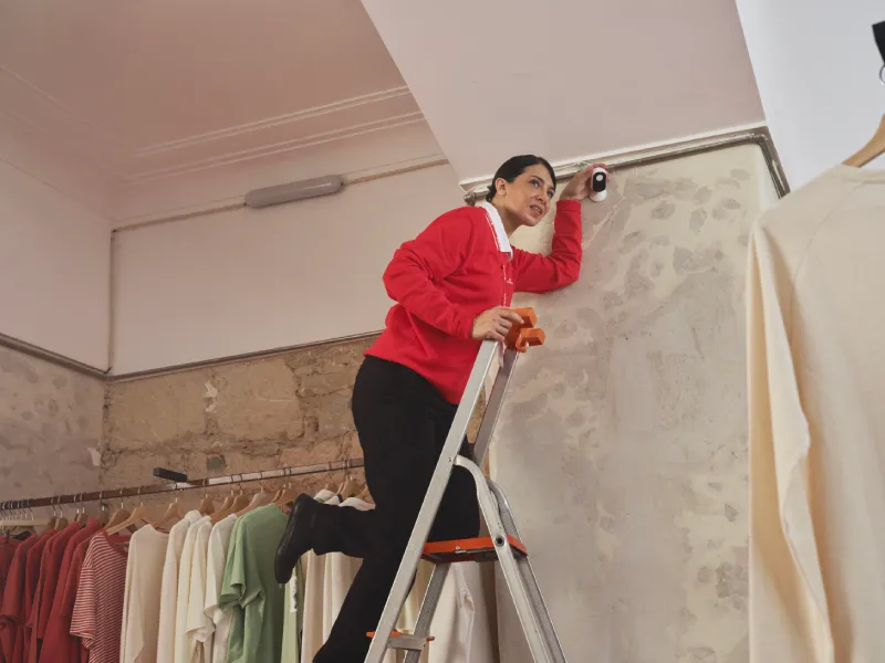 Verisure technician installing a camera
