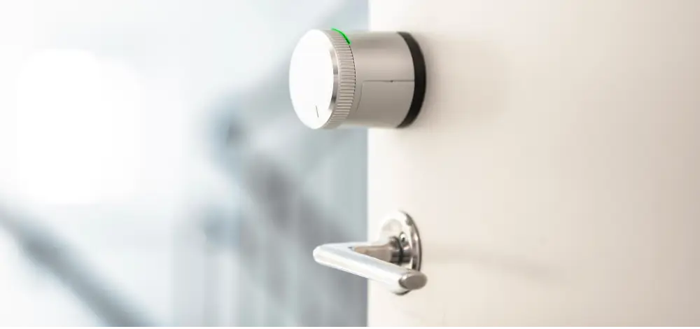 Smart lock installed on front door