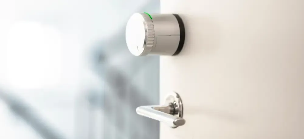 Smart lock installed on front door